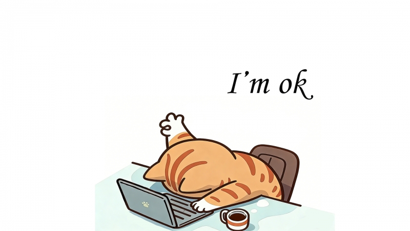 打工人 猫咪 办公 4k桌面